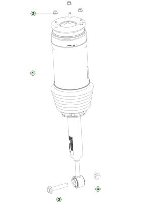 Módulo de mola pneumática adaptativa traseira direita 1027067-00-D Alumínio