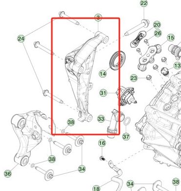 Conjunto de montagem dianteira esquerda Tesla Model 3/Y 35x15x15cm Liga de alumínio