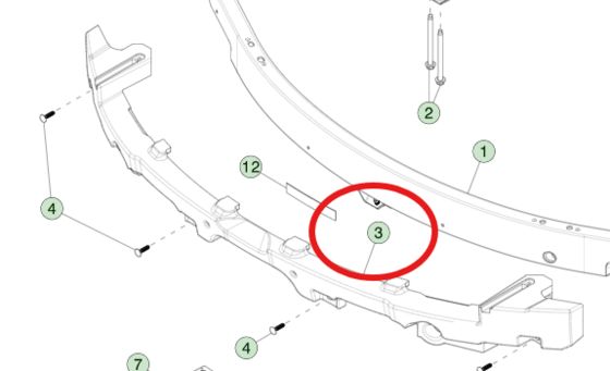 Espinha de feixe de choque para TESLA MODELO 3 (2023+) 1741046-00-F